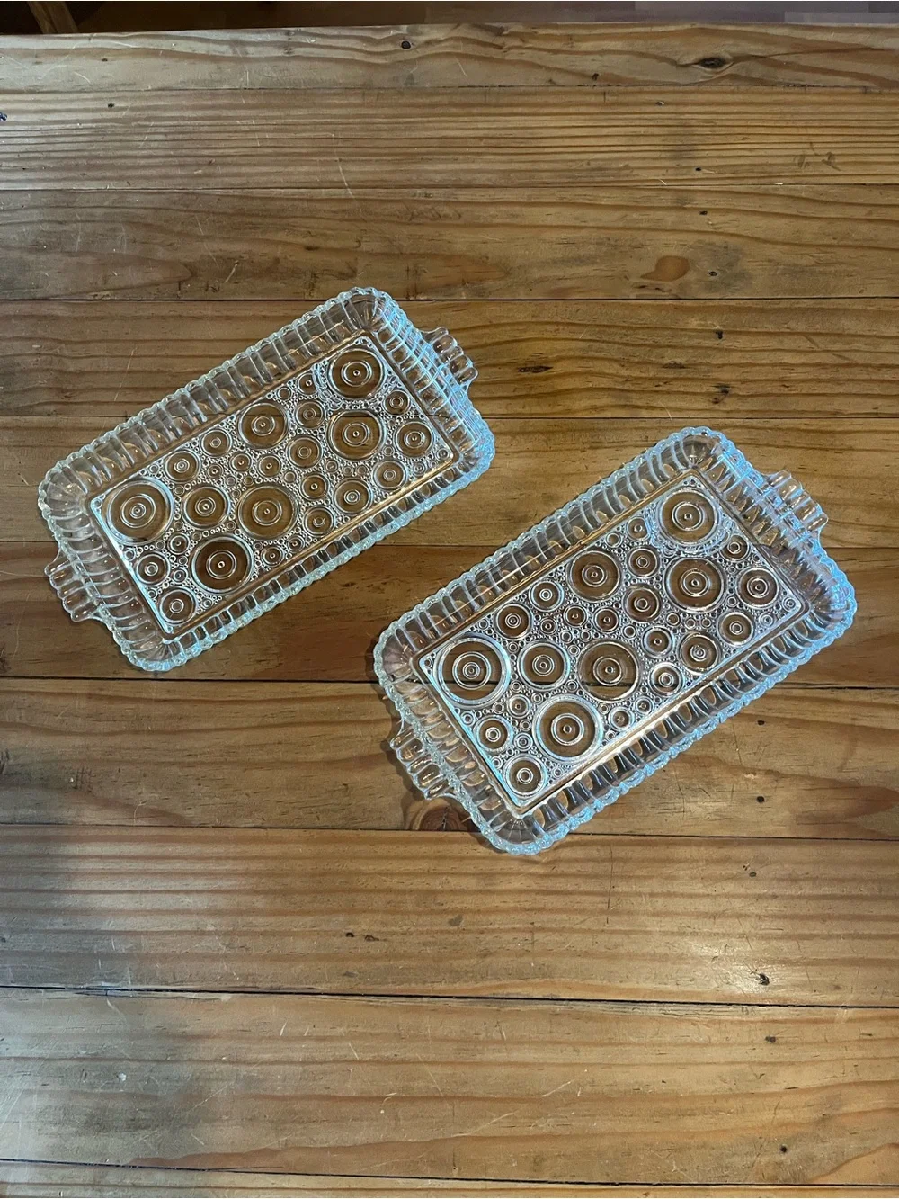 Vintage Pressed Glass Serving Tray Set of 2